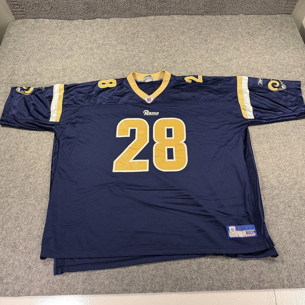 VTG St. Louis‎ Rams Football Jersey Mens 5XL Blue NFL Reebok Marshall Faulk 28